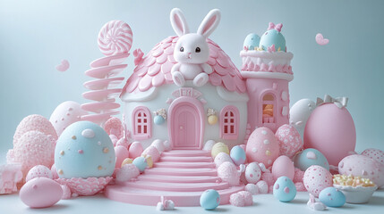 easter bunny and easter eggs