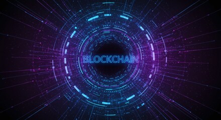 Obraz premium Blockchain Universe: Futuristic digital design, network connections and lines, forming a complex and abstract blockchain concept.