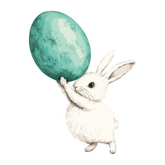Rabbit carrying Easter egg illustration animal easter vector
