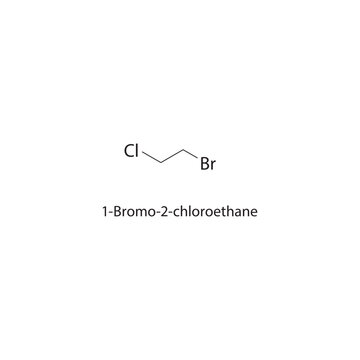 1-Bromo-2-chloroethane skeletal structure. Brominated Halomethane compound schematic illustration. Simple diagram, chemical formula.