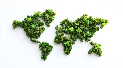 Obraz premium Green world map shaped from fresh vegetables, promoting sustainability, healthy eating, Earth Day celebration, eco-friendly lifestyle, environmental awareness.