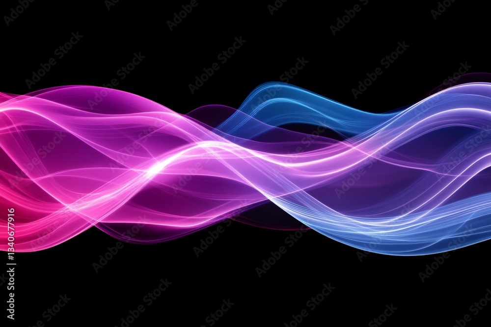 Poster Colorful abstract waves create a dynamic visual experience with vibrant hues and smooth flow against a dark background