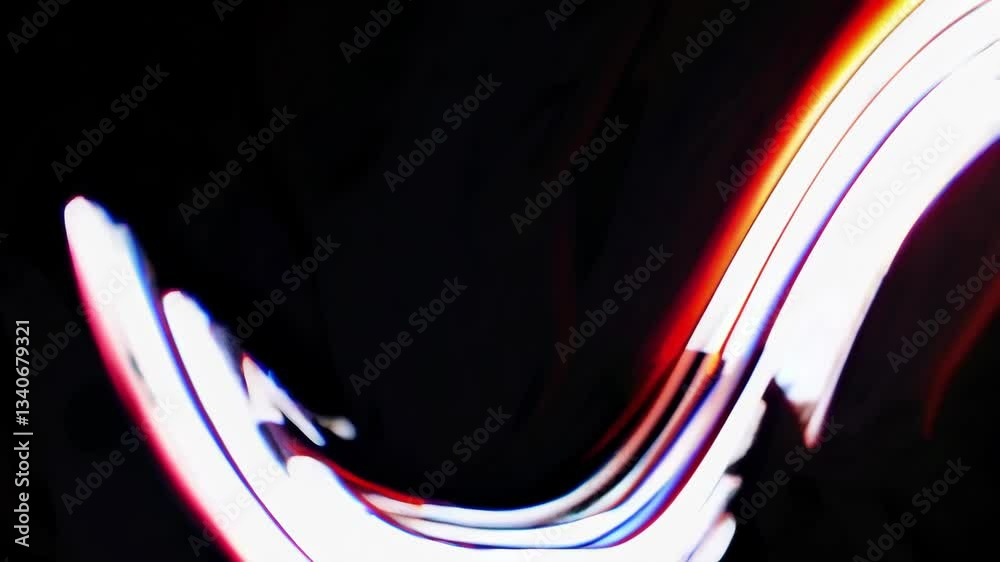Poster Abstract light trails on dark background with vibrant colors and dynamic motion