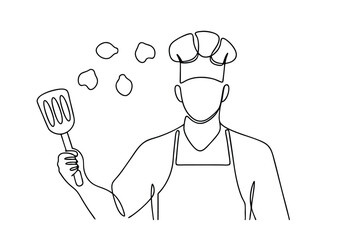 Chef Cooking Food Line Art Drawing Spatula Kitchen Culinary