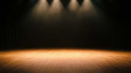 Empty Stage, Spotlight, Theater, Performance, Dark, Wooden Floor, Dramatic, Illumination,  Presentation, Backdrop, Show