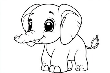 Obraz premium Cute cartoon elephant for coloring activity designed for children in a playful setting