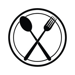Restaurant Menu Icon Spoon, Fork, Plate, Food, Dining, Eat, Cuisine, Meal, Service, Design