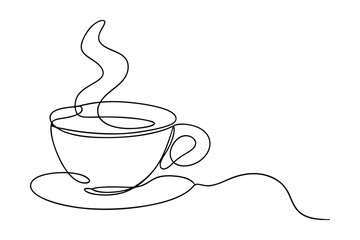 Single Line Coffee Cup Art Minimalist Hot Drink Design