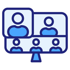 Video conference blue icon