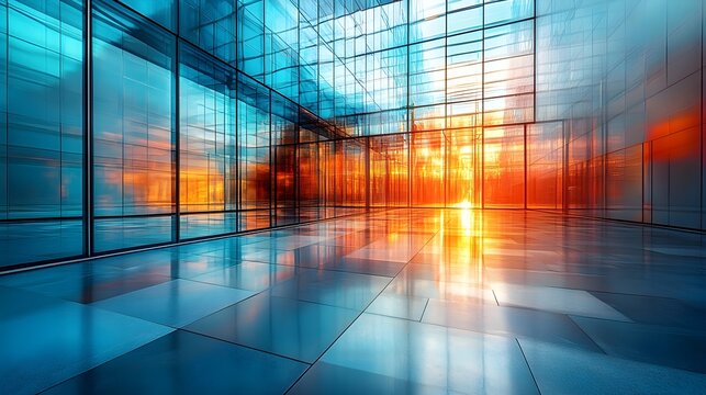 Intricate Glass Architecture Reflecting Sunlight Casting Colorful Shadows – Generative AI