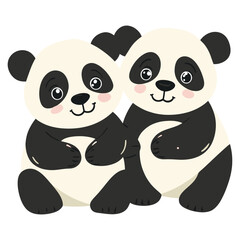 Obraz premium Pandas illustration animals friendship vector