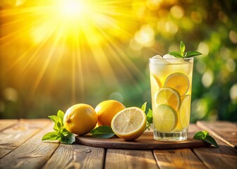 Fototapeta premium Refreshing Lemon Drink: Minimalist Summer Photography