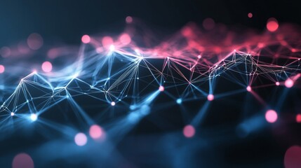 Abstract Network Connection Background With Blue And Red Glowing Points
