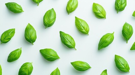 Vibrant Green Basil Leaves Pattern: A Culinary Delight