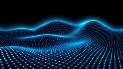Abstract Blue Glowing Wave Background
