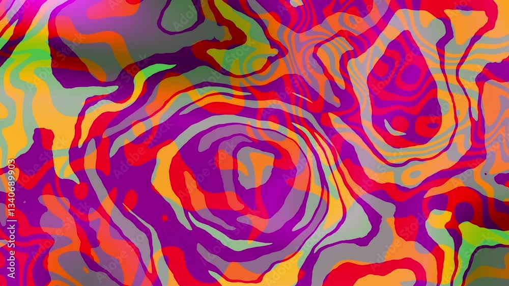 Poster colorful abstract psychedelic fluid background for summer music festival. loop vj background