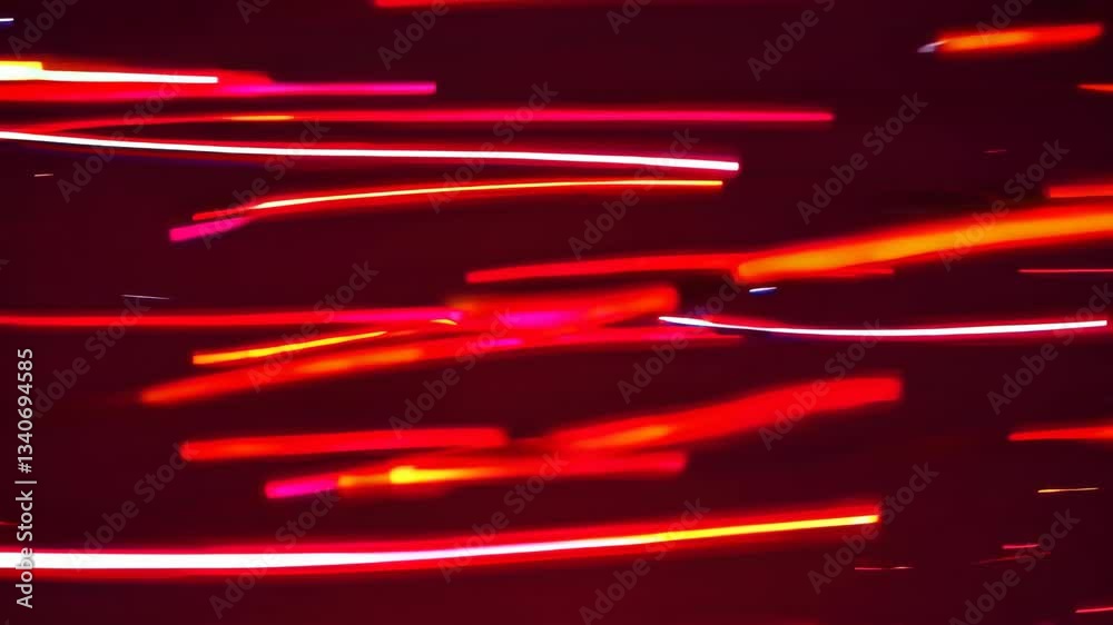 Poster red and orange light streaks on dark background, abstract motion blur. dynamic energy concept
