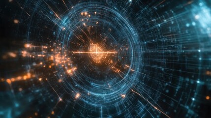 Obraz premium Futuristic cyberspace depicting network architecture and interconnected technology