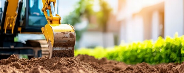 Excavator Digging Soil Construction Site Heavy Machinery Work Power Industrial Equipment Outdoors