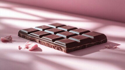 Dark Chocolate Bar, Pink Background
