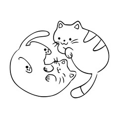 adorable two kitten outline