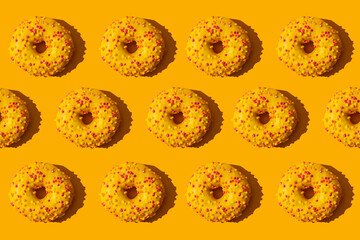 Yellow Donut Pattern on yellow background
