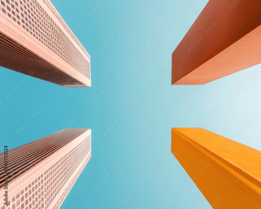 Leinwandbilder geometric urban ascent minimalist skyscraper architecture capturing innovative corporate perspective