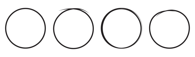 Grunge round shapes. Grunge banner collection. Set of black brush circle. Ink circle icon. Black simple round frame. Freehand picture. Abstract texture. Vector circular scribble doodle round circles.