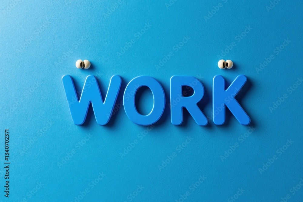 Poster immersive digital workspace typography minimalist blue work - innovative remote collaboration visual