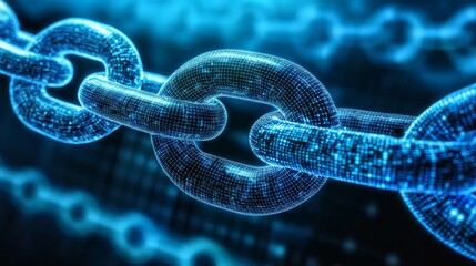 Glowing blockchain network background with Cybersecurity and data encryption concept