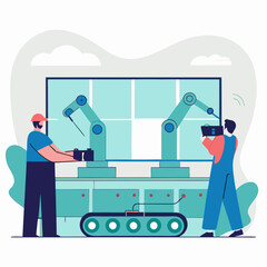 Conveyor robot Digital Transformation Digital Innovation Disruption Roundish Flat Vector
