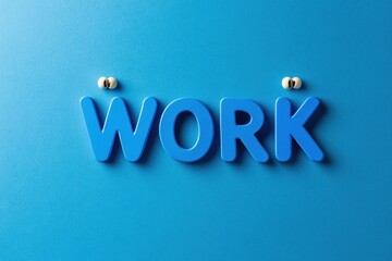 Immersive Digital Workspace Typography Minimalist Blue WORK - Innovative Remote Collaboration Visual for Tech-Forward Professionals