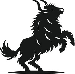 Yak rearing up on its hind legs animal vector silhouette