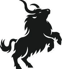 Yak rearing up on its hind legs animal vector silhouette
