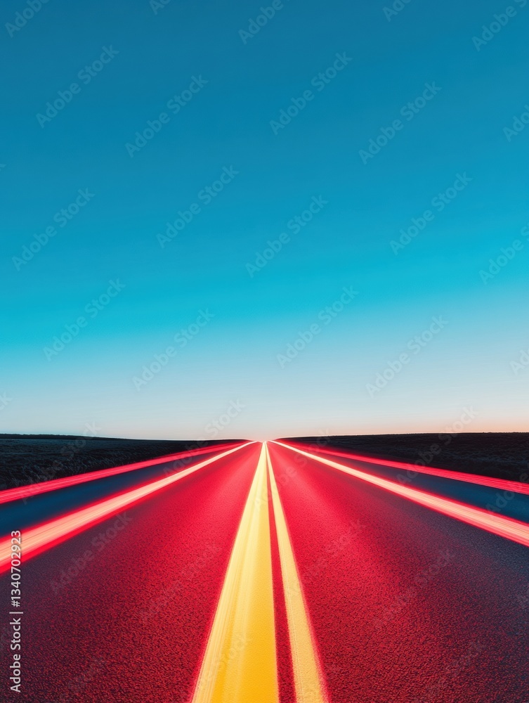 Aufkleber Hyper-Velocity Future Transit Minimalist Infinite Highway Visualization with Digital Acceleration Effect for Next-Gen Transportation Marketing and Mobility Innovation