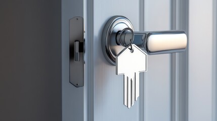 New Home Key on a Modern Door Handle