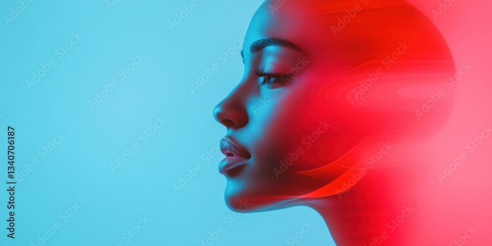 Poster cybernetic identity visualization immersive digital portrait exploring gen z aesthetic with vibrant 