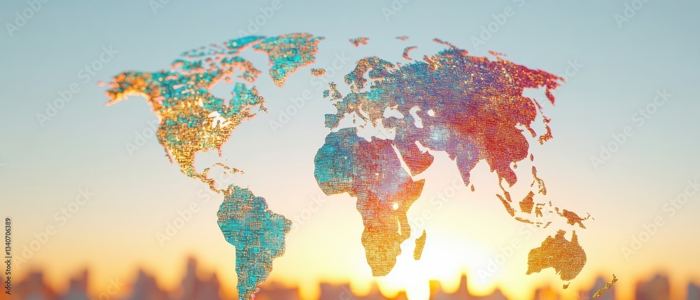 Leinwandbilder global network transformation vibrant geospatial data visualization illuminating international busin