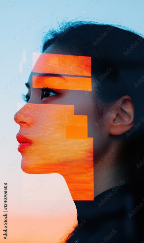 Poster Digital Identity Redefined Vibrant Pixelated Portrait of Gen Z Innovation - Immersive AI Visual Branding and Creative Tech Expression