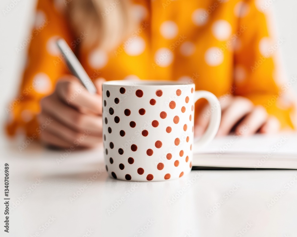 Poster Hyperproductive Workspace Design Minimalist Polka Dot Workspace Optimization for Millennial Creative Professionals with High-Performance Ergonomic Focus