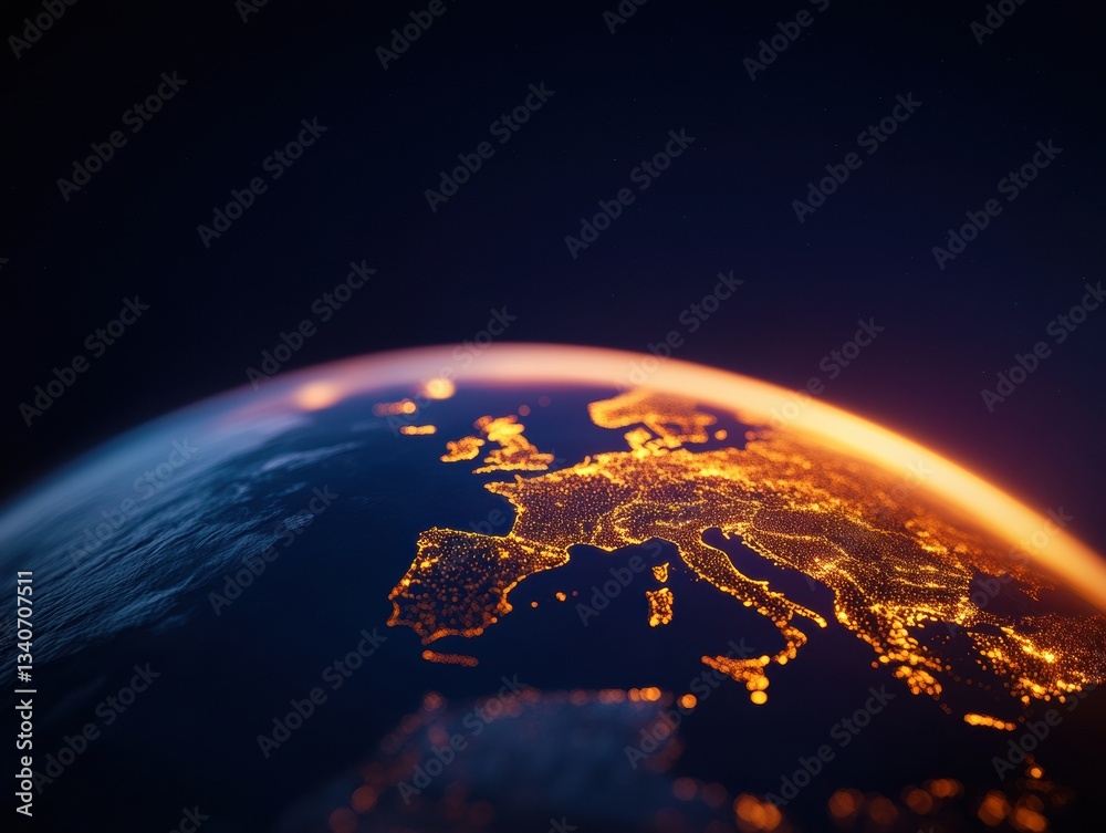 Aufkleber Geospatial Horizons Illuminating Global Investment Strategies with Cutting-Edge Satellite Visualization of Urban Connectivity and Economic Potential
