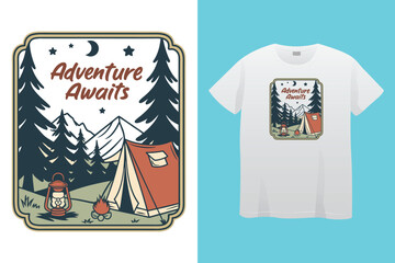 Camping t shirt design vector file. Mountain camping t shirt. Gift t-shirt for men.