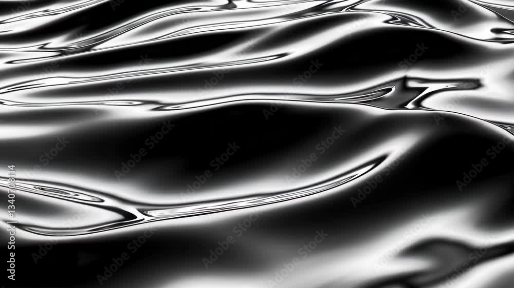 Aufkleber smooth metallic liquid waves reflecting light, abstract pattern. modern design concept