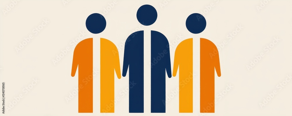 Poster A simplistic illustration of three stylized figures in different colors representing diversity and unity among people.