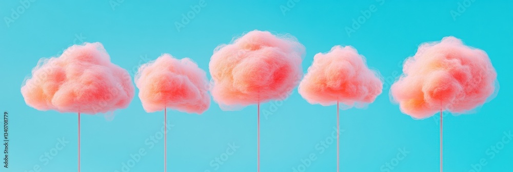 Aufkleber Pastel Cloud Computing Minimalism Soft Pink Digital Infrastructure Visualization with Vibrant Teal Backdrop - Ethereal Tech Innovation and Creative Data Metaphor