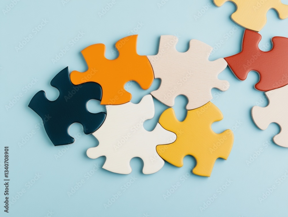 Aufkleber Inclusive Design Harmony Multicultural Teamwork Puzzle Showcasing Collaborative Problem-Solving in Next-Gen Workplace Diversity and Innovation Strategies