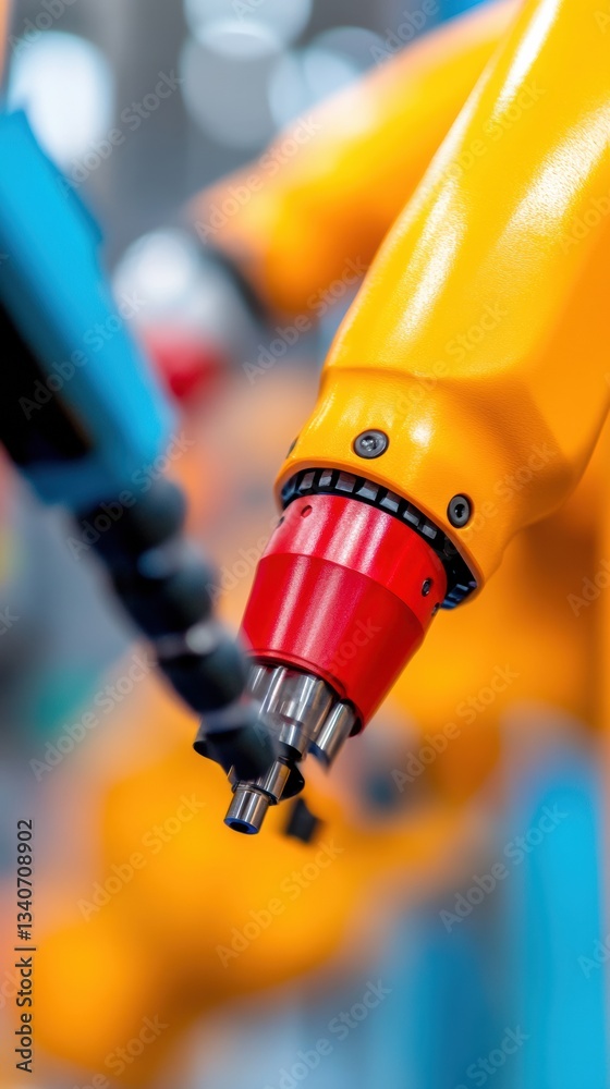 Poster Hyper-Precision Industrial Robotics Next-Gen AI Manufacturing with Vibrant Yellow Robotic Arm - Cutting-Edge Automation Technology for Smart Factory Innovation