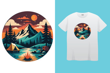 Camping t shirt design vector file. Mountain camping t shirt. Gift t-shirt for men.