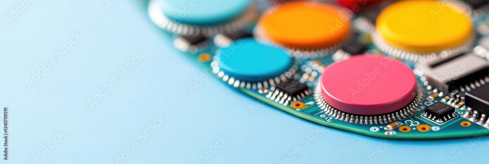 Aufkleber Quantum Computing Aesthetics Vibrant Microprocessor Circuitry Showcasing Next-Gen Tech Innovation in Colorful AI-Driven Design Landscape