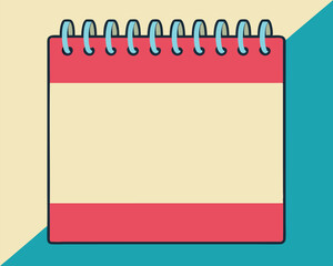 Simple blank calendar icon with red stripe